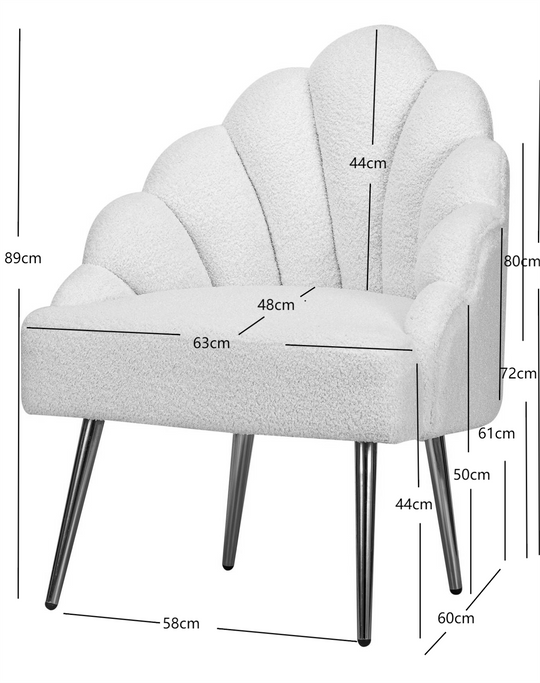 Fauteuil retro en métal et bouclettes blanches