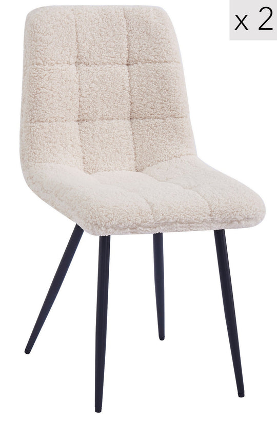 Lot de 2 chaises Nordlys en métal et bouclettes blanc BJORN