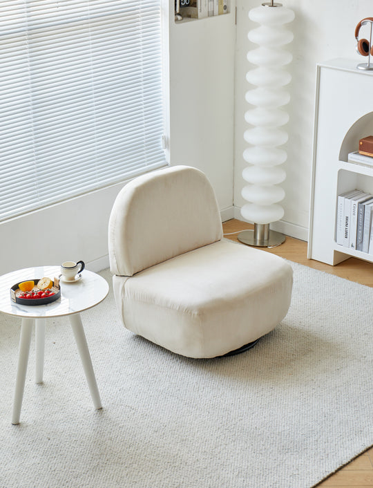 Fauteuil de salon pivotant Nordlys en velours côtelé beige KAMPALA