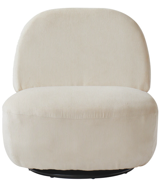 Fauteuil de salon pivotant Nordlys en velours côtelé beige KAMPALA