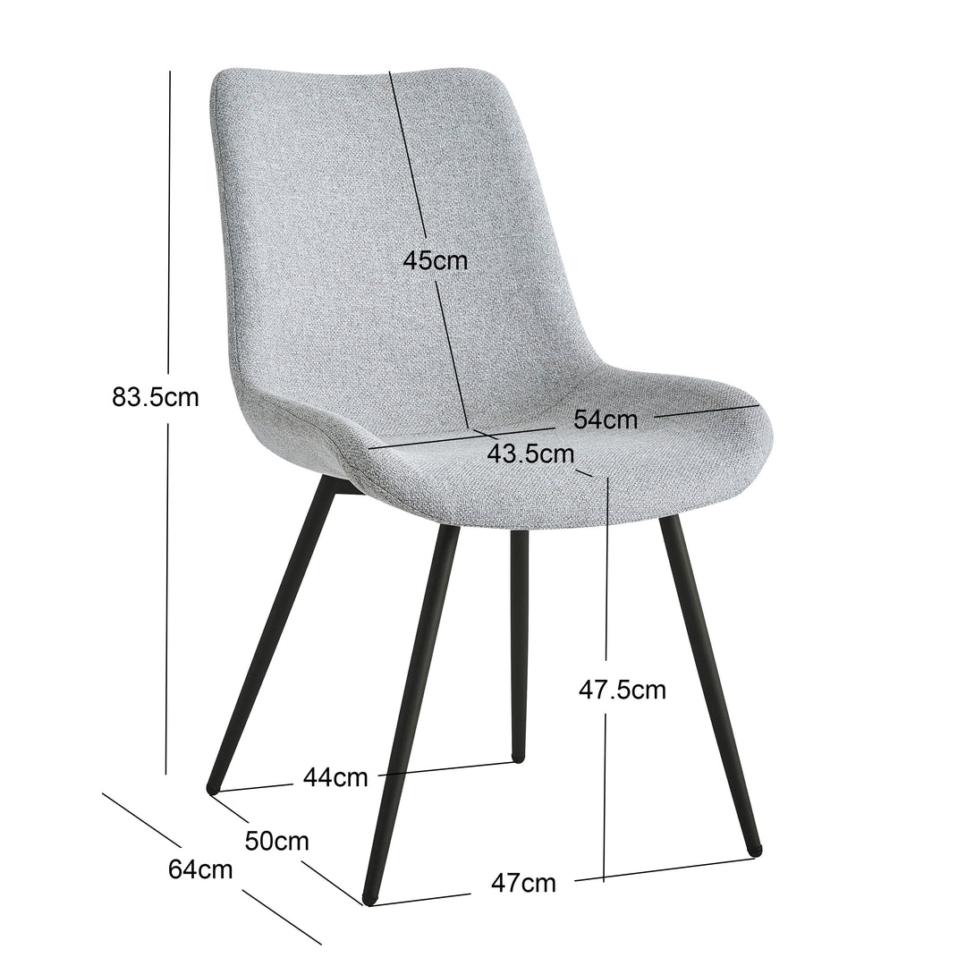 Lot de 2 chaises en métal et tissu gris