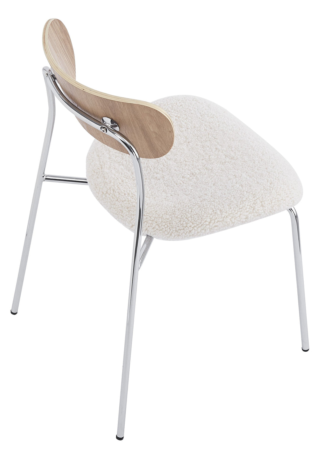 Lot de 2 chaises industrielles en métal et bouclettes blanc