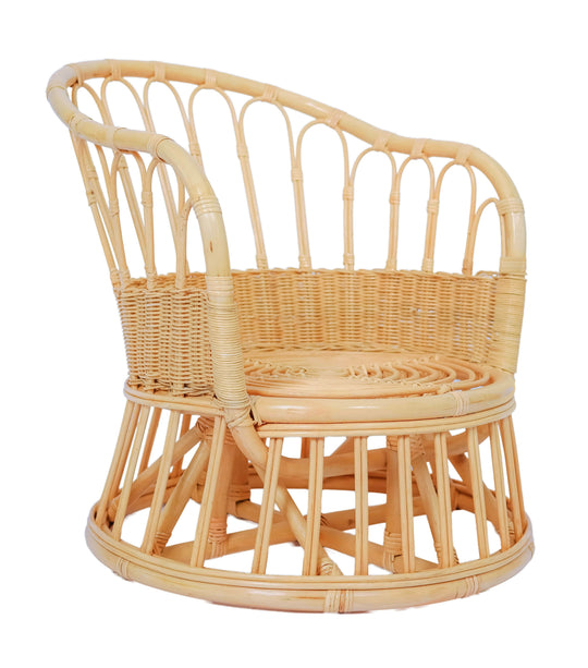 Fauteuil Nordlys en rotin naturel et tissu beige PALOPO