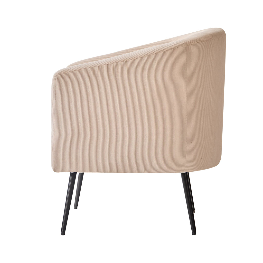 Fauteuil de salon Nordlys en métal et velours côtelé beige KIRUNA
