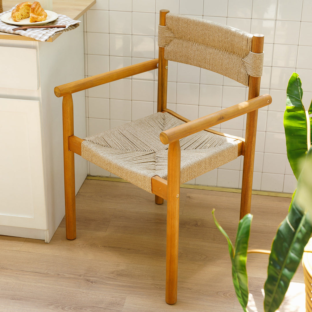 Lot de 2 chaises de jardin Nordlys en acacia massif et corde OVALLE