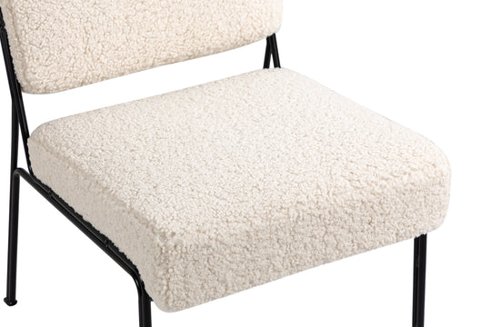 Fauteuil de salon en métal et bouclettes blanches