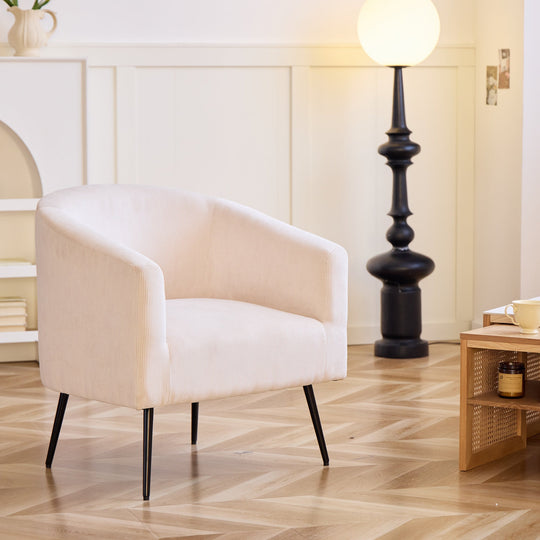 Fauteuil de salon Nordlys en métal et velours côtelé beige KIRUNA