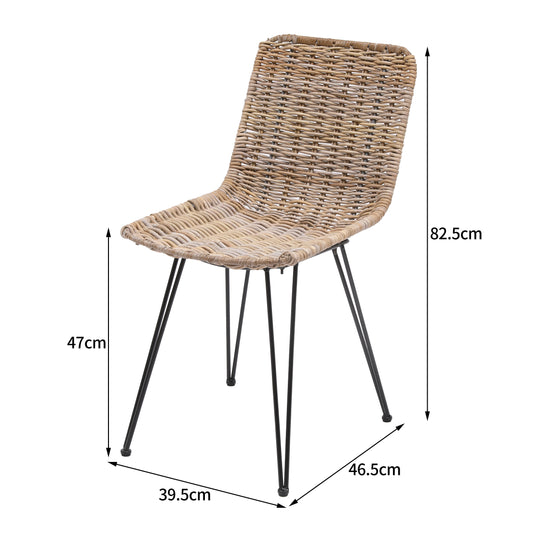 Lot de 2 chaises en métal et fibres naturelles