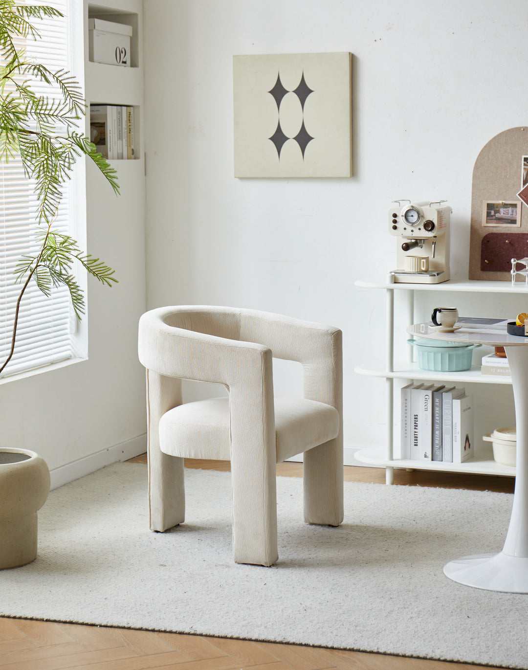 Fauteuil Nordlys en velours côtelé beige ARUSHA