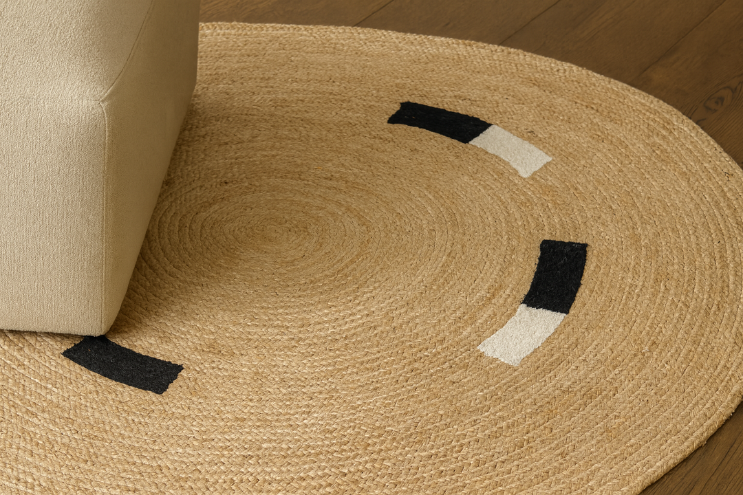 Tapis rond Nordlys en jute naturelle tissée marron 180 x 180 cm OLAV