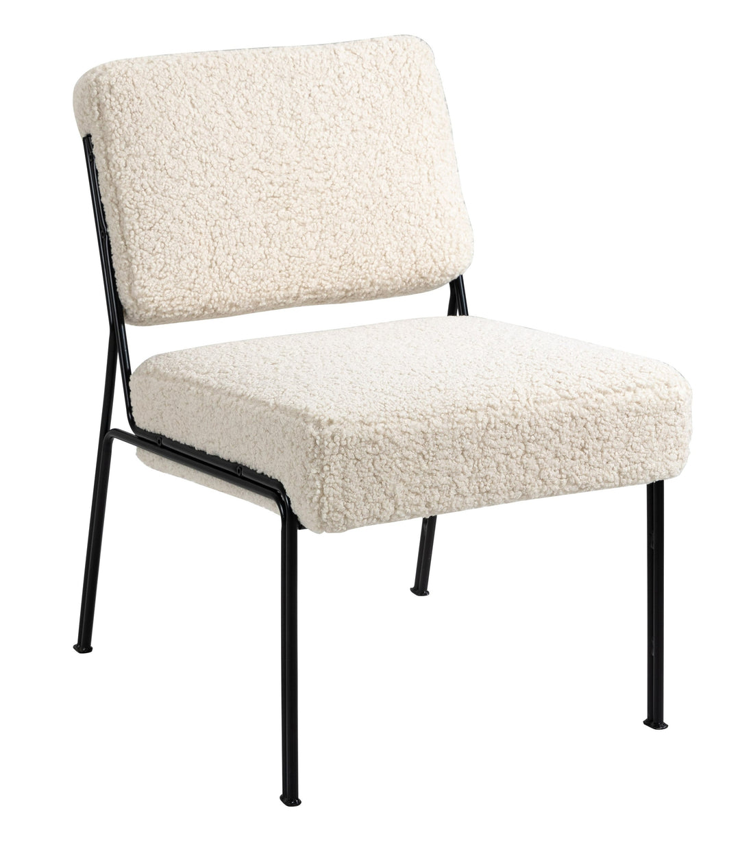 Fauteuil de salon Nordlys en métal et bouclettes blanches NAIROBI