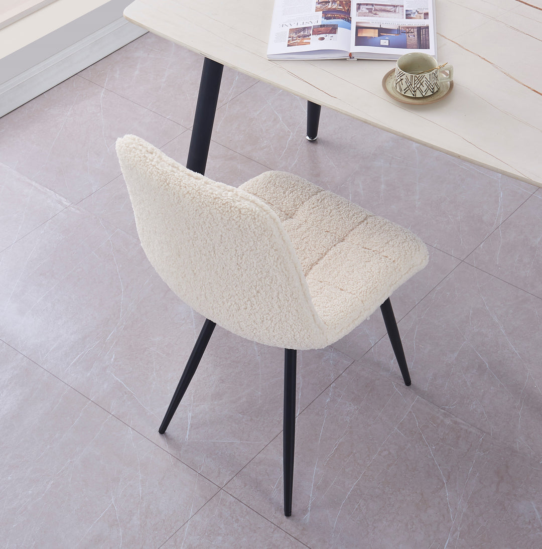 Lot de 2 chaises Nordlys en métal et bouclettes blanc BJORN