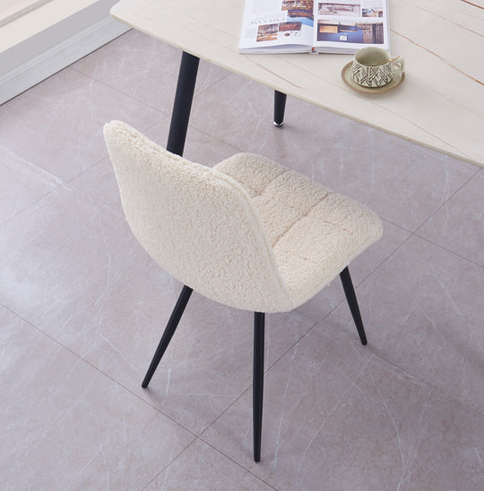 Lot de 2 chaises Nordlys en métal et bouclettes blanc BJORN