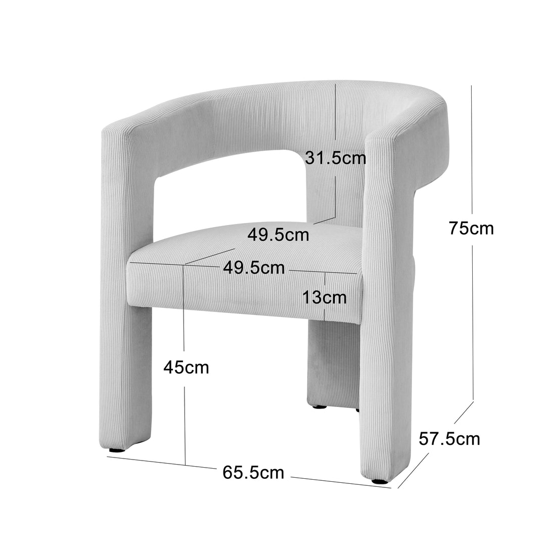 Fauteuil Nordlys en velours côtelé beige ARUSHA