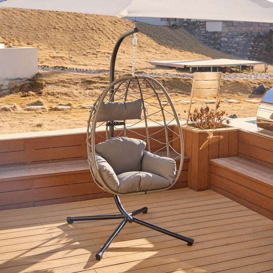 Fauteuil suspendu Nordlys en rotin et métal noir VENICE