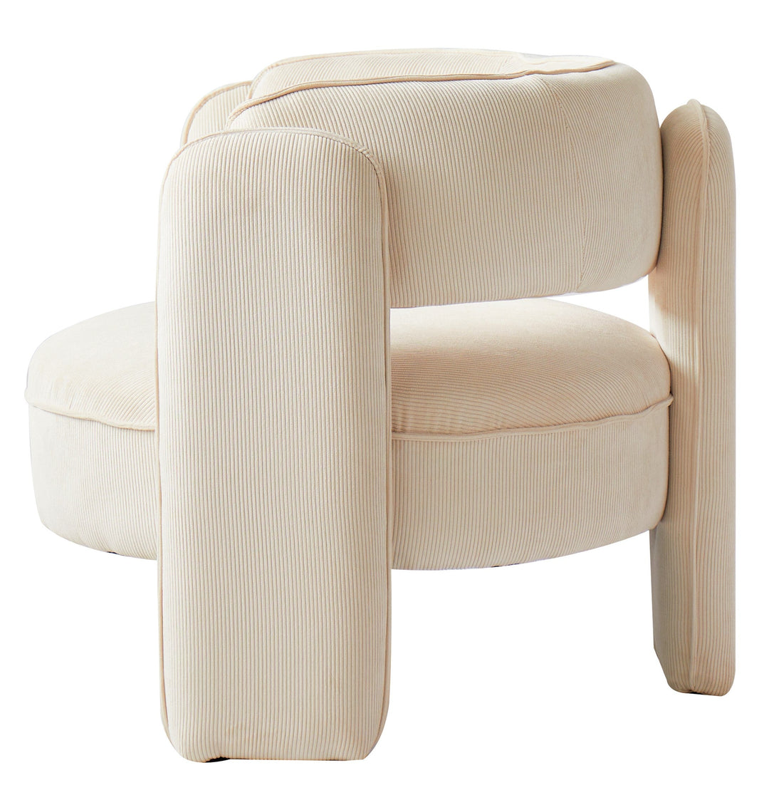Fauteuil de salon Nordlys en velours côtelé beige BANGUI