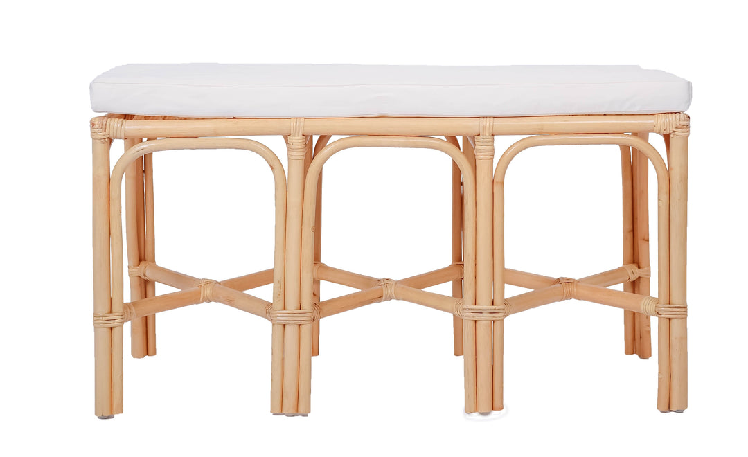 Banc Nordlys en rotin naturel et tissu beige SULAWESI