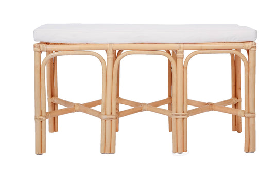 Banc Nordlys en rotin naturel et tissu beige SULAWESI
