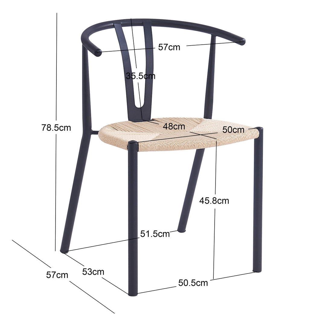Lot de 2 chaises en métal et corde