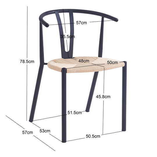 Lot de 2 chaises en métal et corde