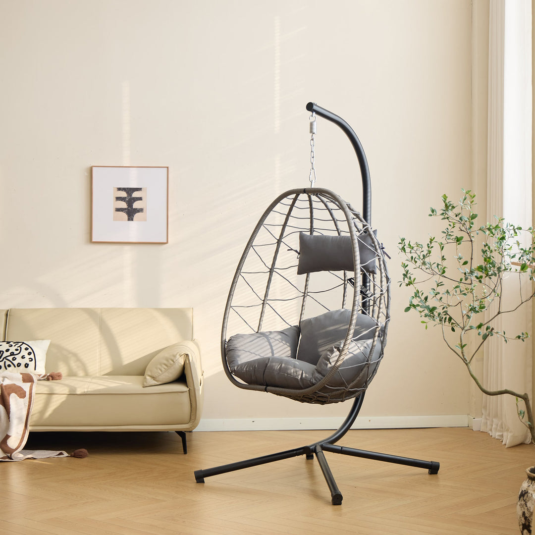 Fauteuil suspendu Nordlys en rotin et métal noir VENICE
