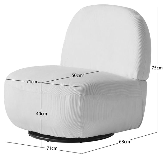 Fauteuil de salon pivotant Nordlys en velours côtelé beige KAMPALA