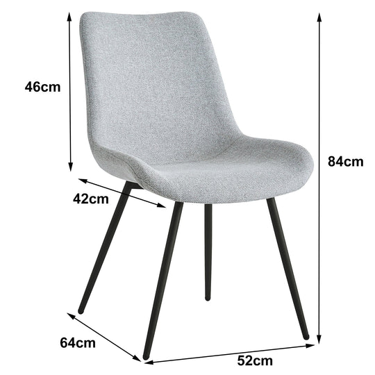 Lot de 2 chaises en métal et tissu gris