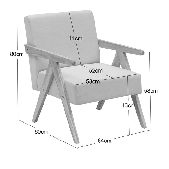 Fauteuil de salon Nordlys en bois massif et tissu terracotta SANTAREM