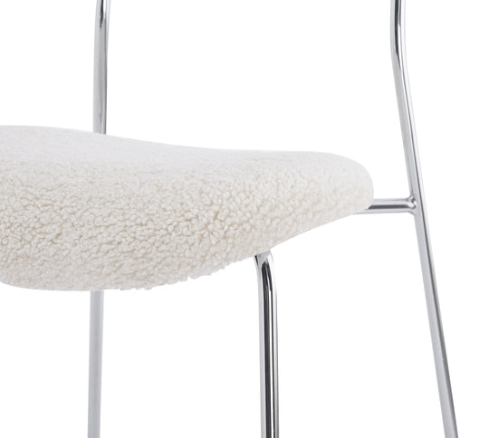 Lot de 2 chaises industrielles Nordlys en métal et bouclettes blanc LINCOLN