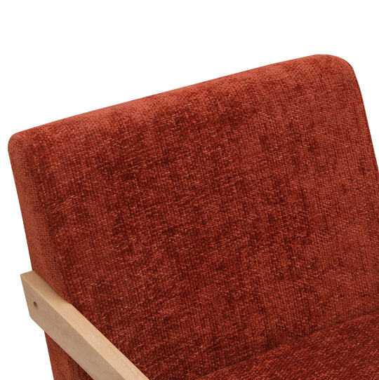 Fauteuil de salon Nordlys en bois massif et tissu terracotta SANTAREM