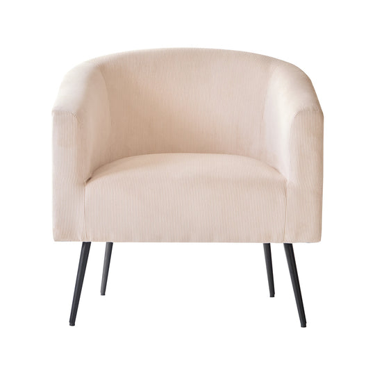 Fauteuil de salon Nordlys en métal et velours côtelé beige KIRUNA