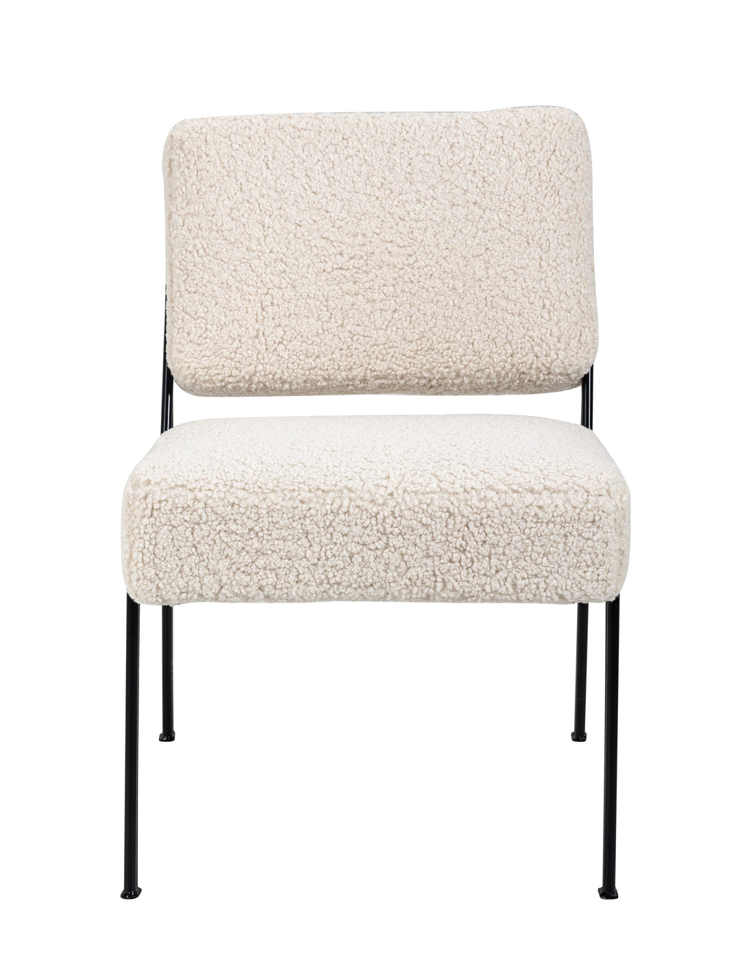 Fauteuil de salon en métal et bouclettes blanches