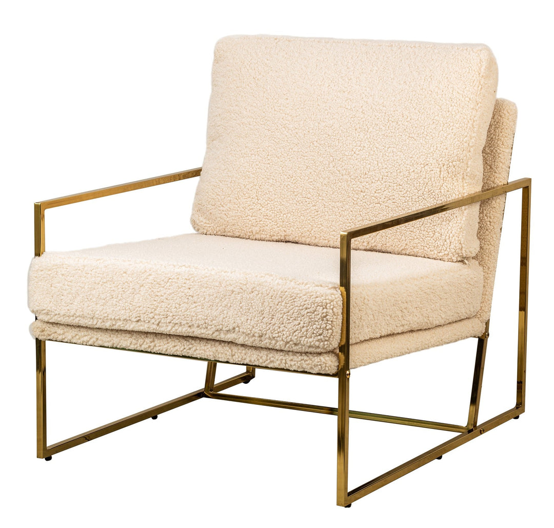 Fauteuil de salon Nordlys en métal et bouclettes blanc VIBORG