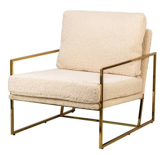 Fauteuil de salon Nordlys en métal et bouclettes blanc VIBORG