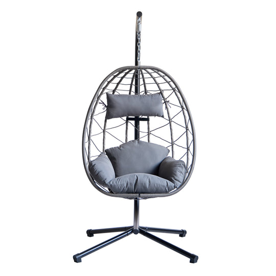 Fauteuil suspendu Nordlys en rotin et métal noir VENICE