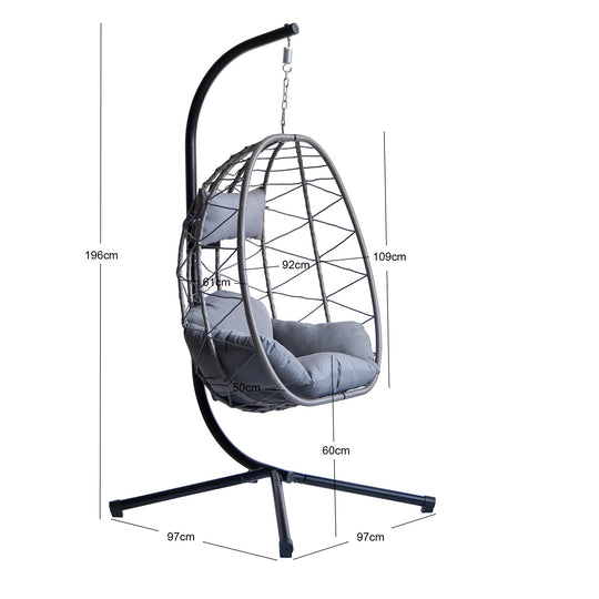 Fauteuil suspendu Nordlys en rotin et métal noir VENICE