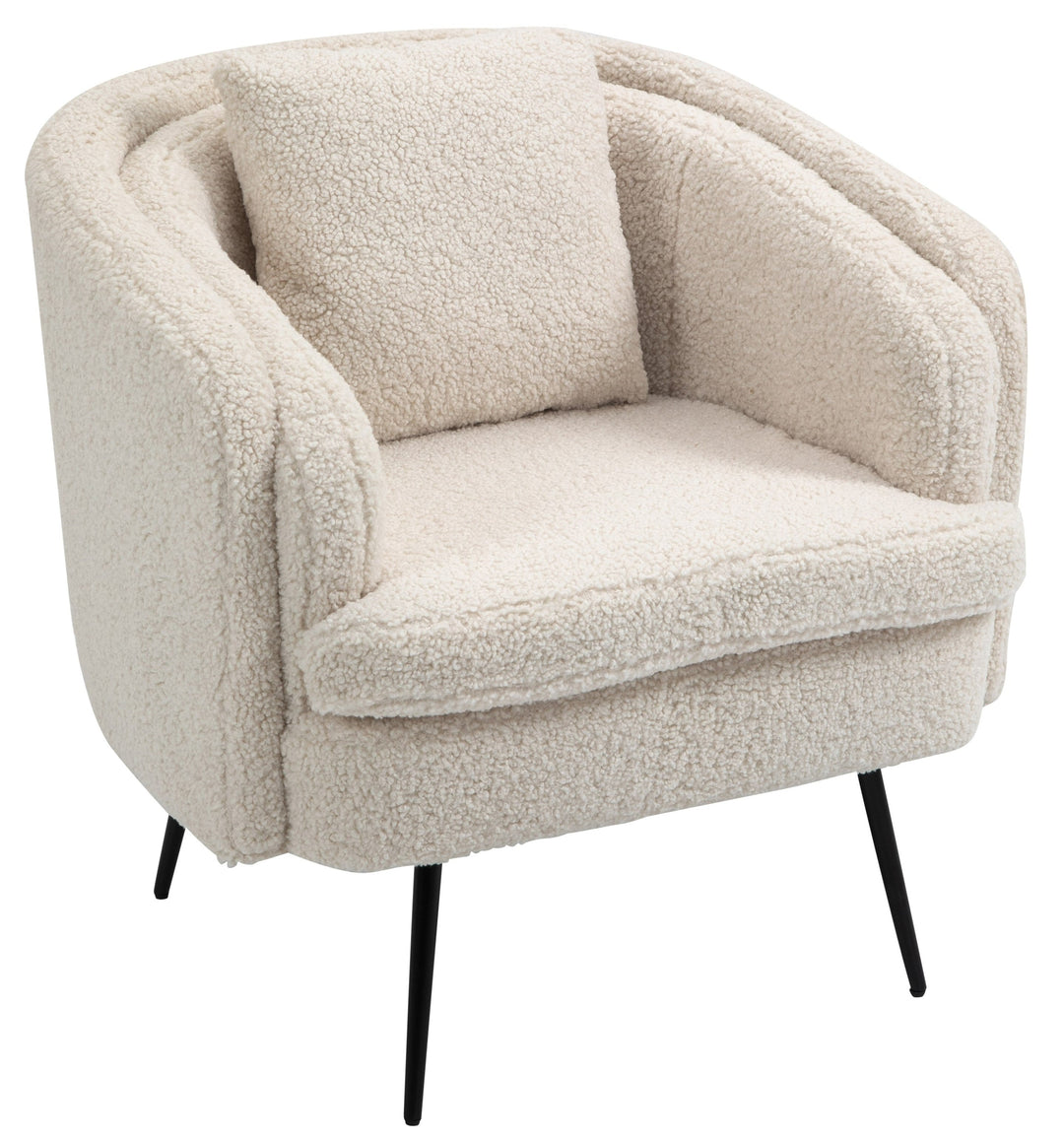 Fauteuil de salon Nordlys en métal et bouclettes blanches DUKE