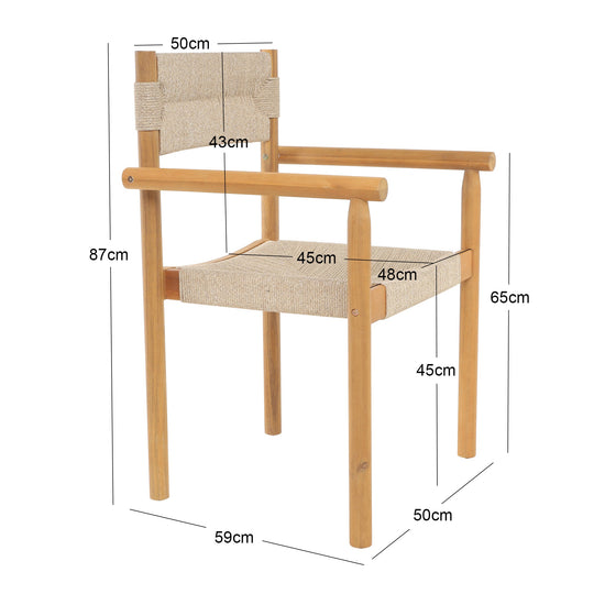 Lot de 2 chaises de jardin Nordlys en acacia massif et corde OVALLE