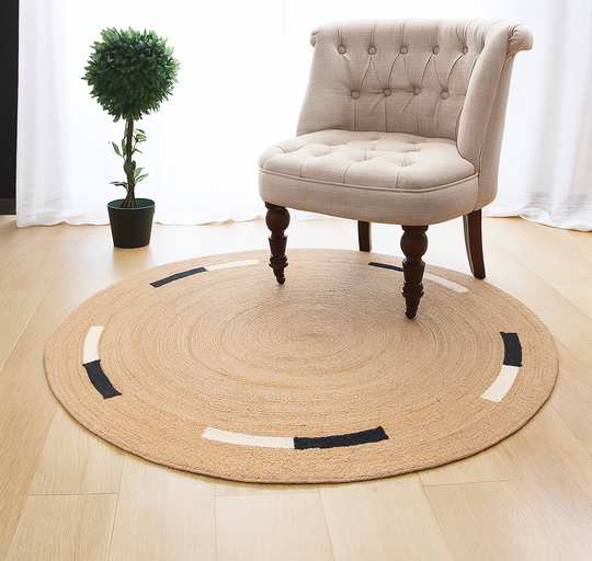 Tapis rond Nordlys en jute naturelle tissée marron 180 x 180 cm OLAV