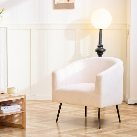 Fauteuil de salon Nordlys en métal et velours côtelé beige KIRUNA