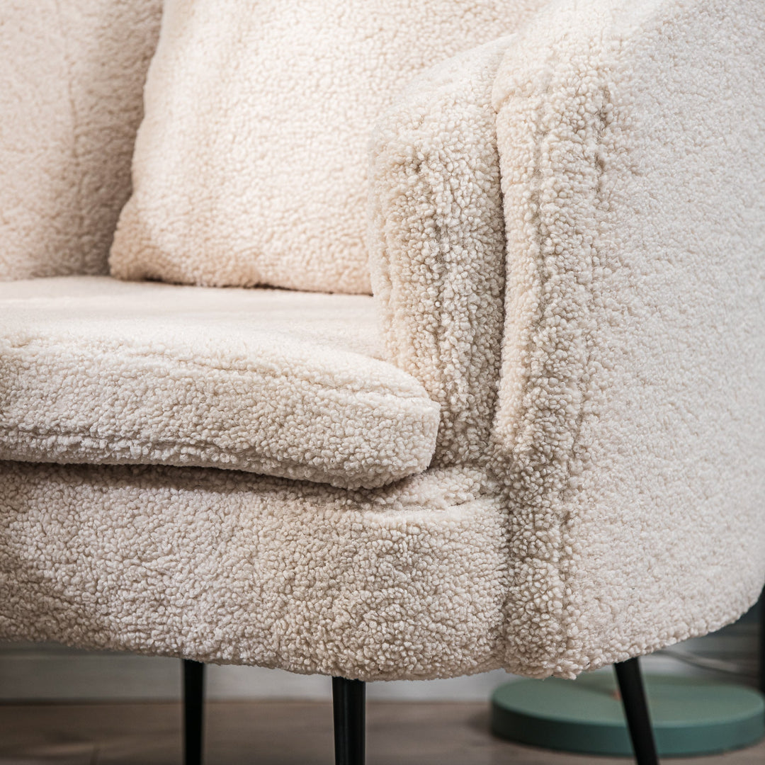 Fauteuil de salon Nordlys en métal et bouclettes blanches DUKE