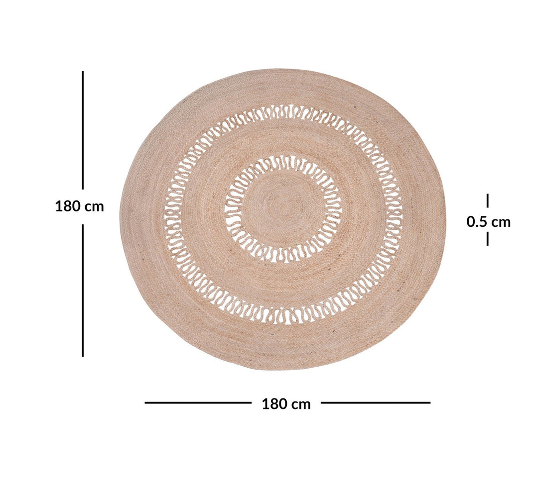Tapis rond Nordlys en jute naturelle tissée marron 180 x 180 cm RUNE