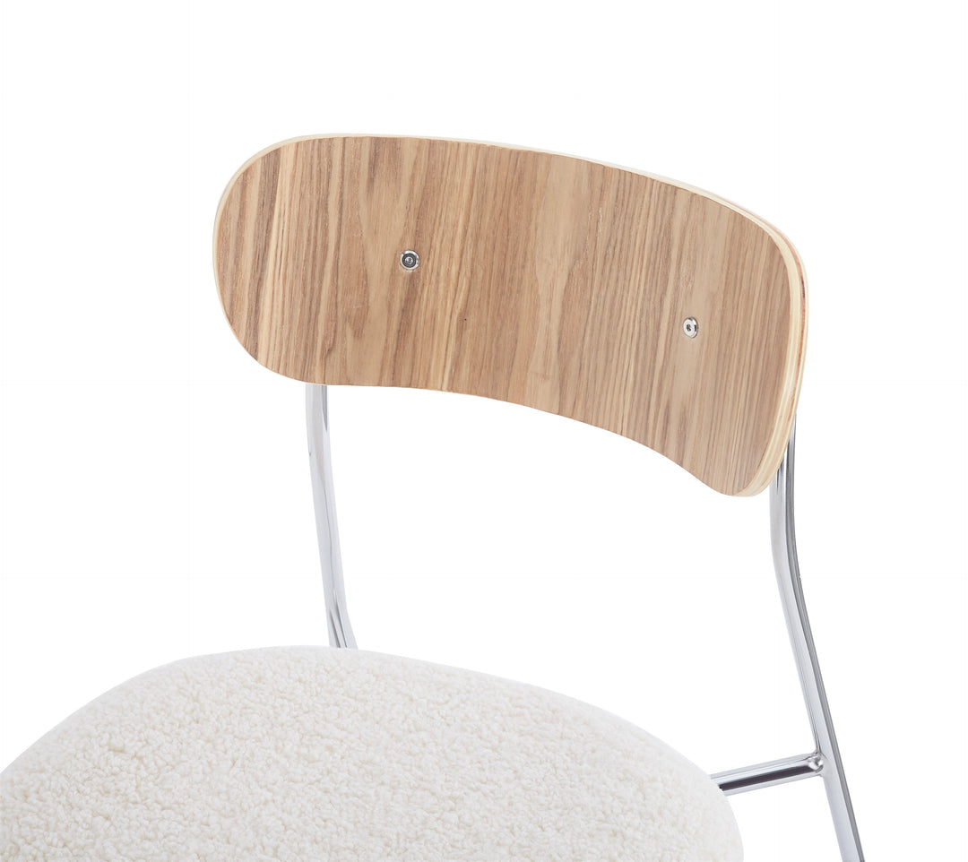 Lot de 2 chaises industrielles en métal et bouclettes blanc