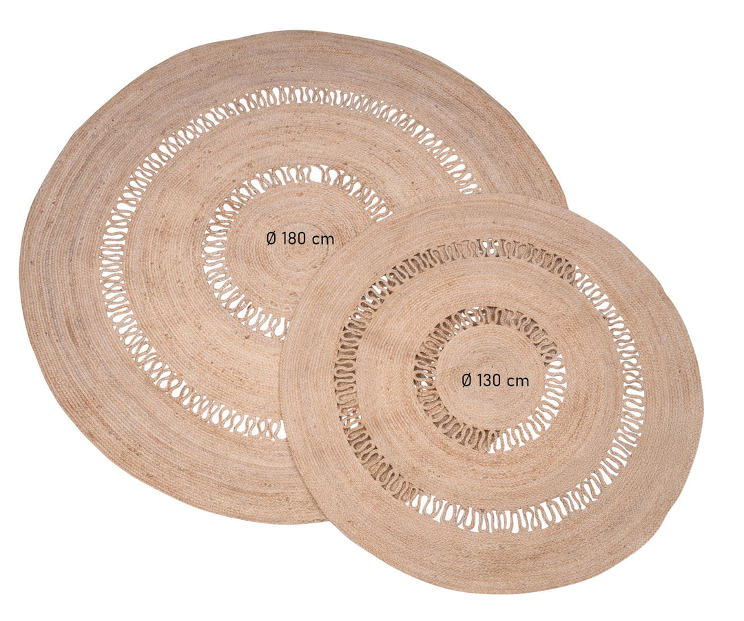 Tapis rond Nordlys en jute naturelle tissée marron 180 x 180 cm RUNE