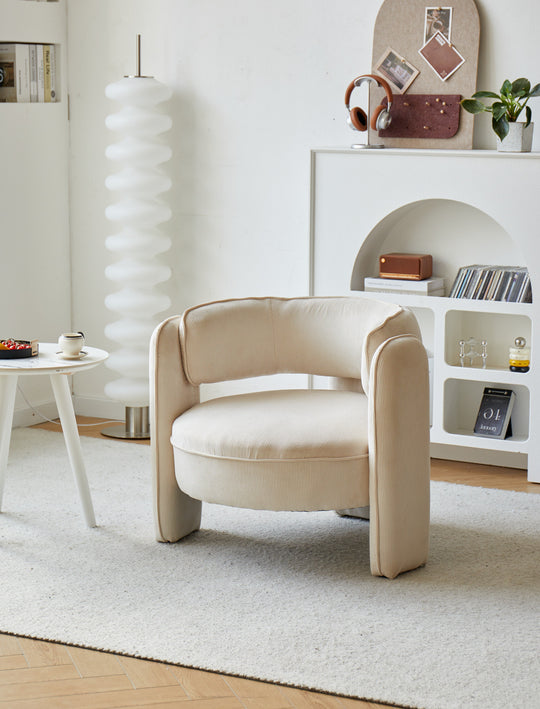 Fauteuil de salon Nordlys en velours côtelé beige BANGUI