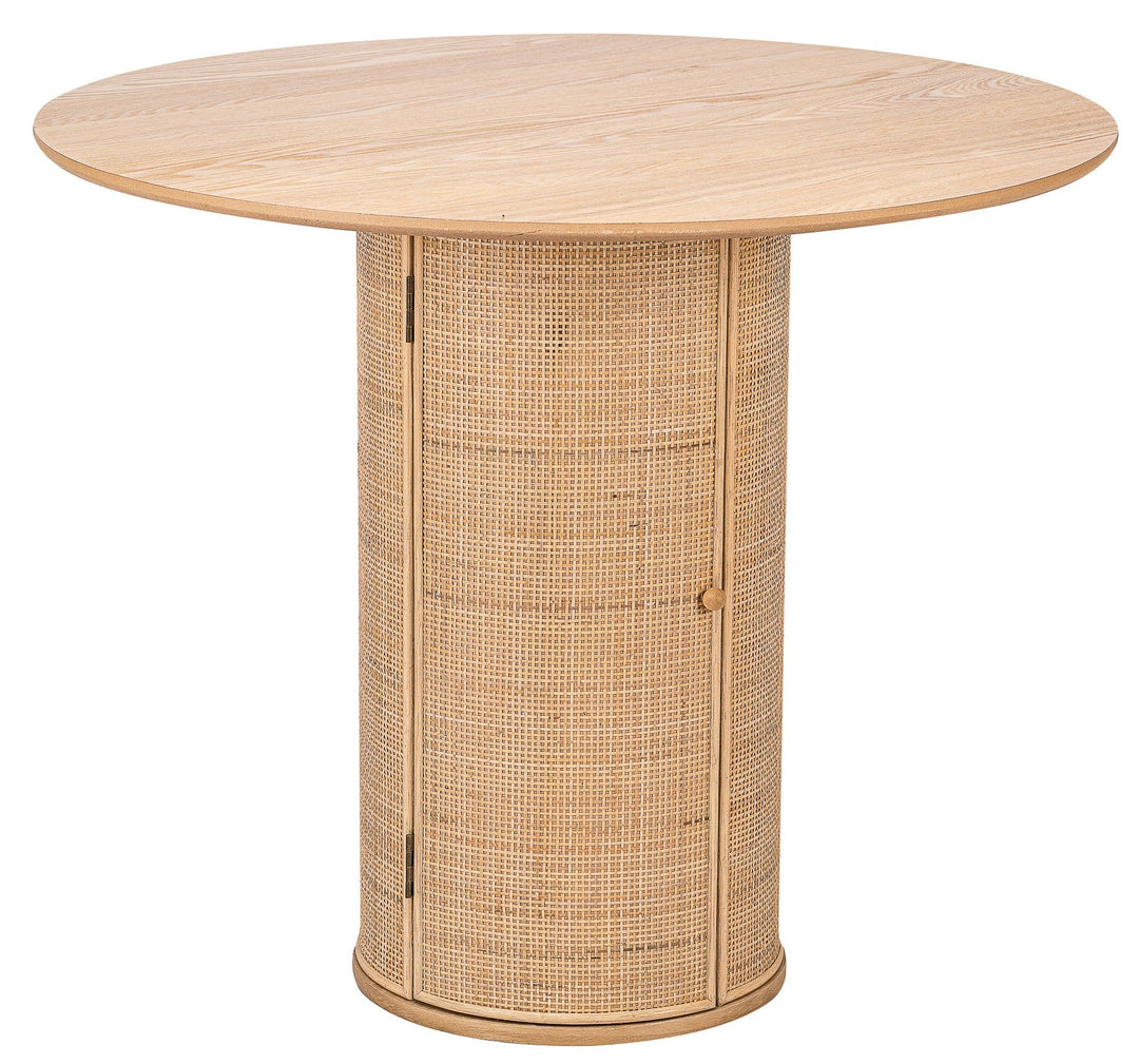 Table à manger ronde 4 personnes Nordlys en pin massif et rotin D90 HAVANA