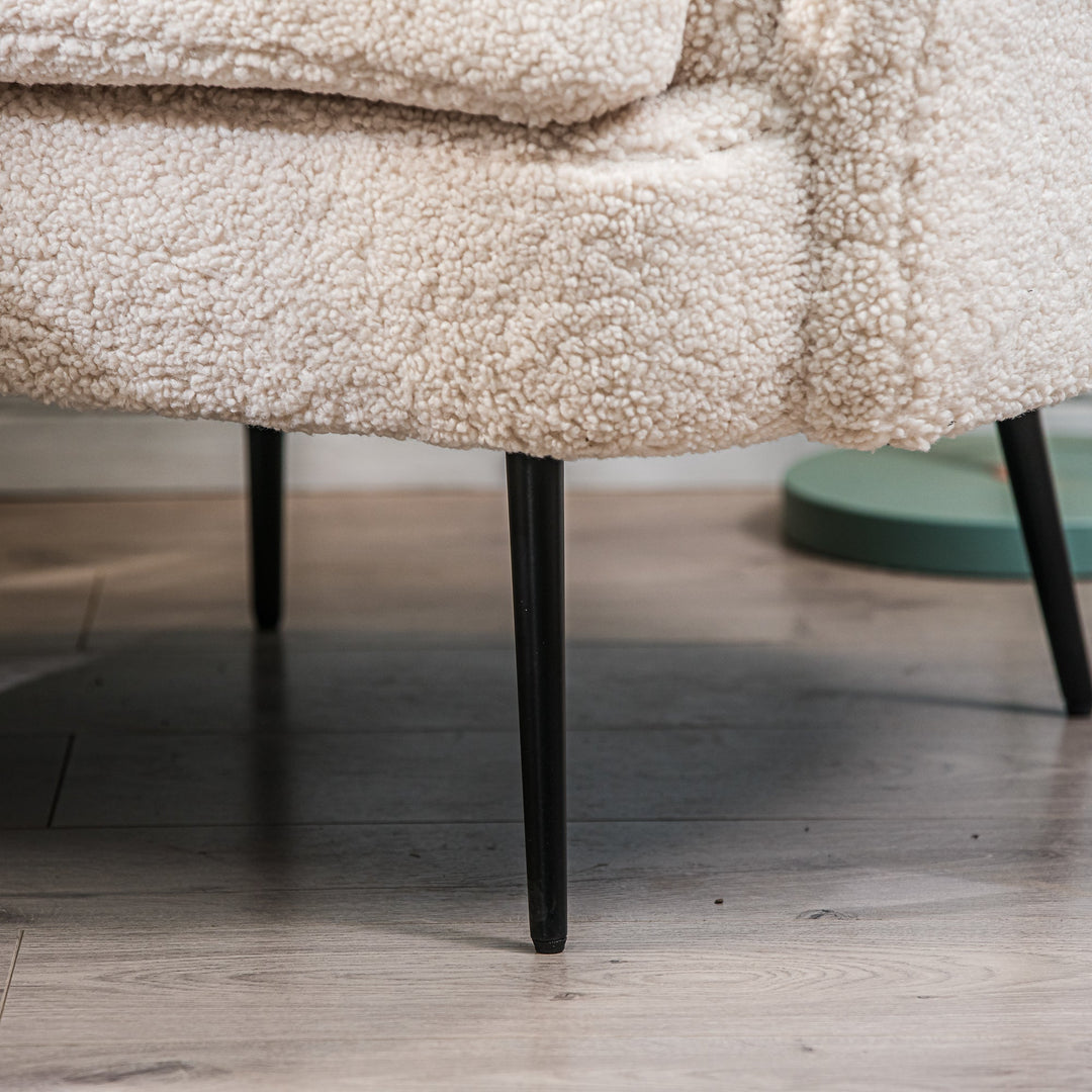 Fauteuil de salon en métal et bouclettes blanches