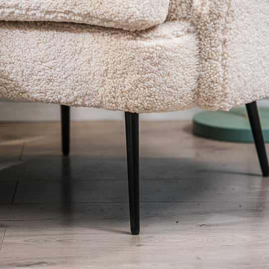 Fauteuil de salon en métal et bouclettes blanches