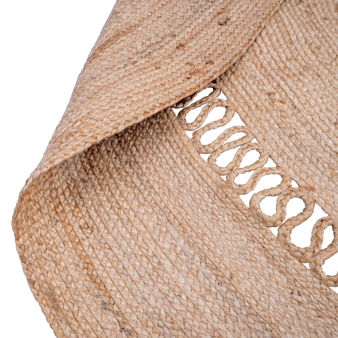 Tapis rond Nordlys en jute naturelle tissée marron 180 x 180 cm RUNE