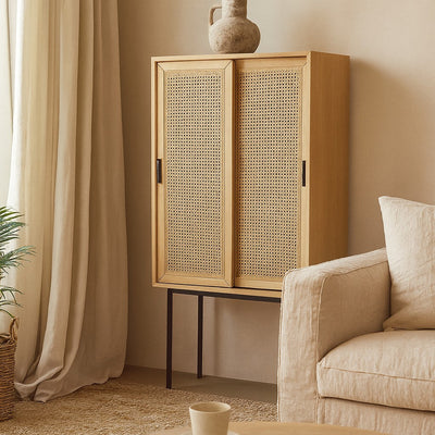 Bahut chêne 2 portes cannées, WASKA La Redoute Interieurs